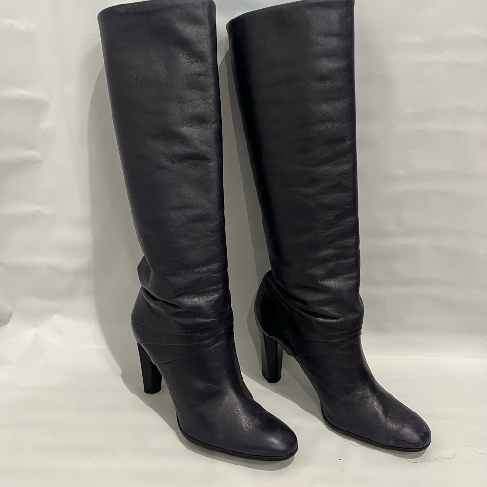Diane Von‎ Furstenburg DVF Blue Leather Knee Boots Sz. 8.5